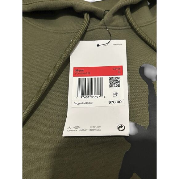 Nike Air Jordan Essential Fleece Baseline Men's Hoodie Olive Size L FD7545-222 - Picture 8 of 8